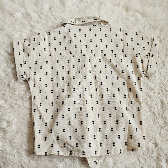 Sim & Sam Women's Cream Linen Blend Crop Top Size S - Picture 3 of 9